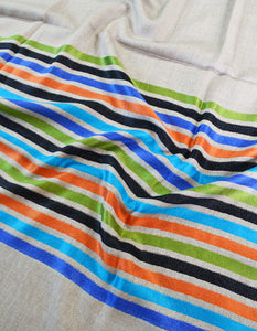 multi-coloured striped wool shawl 0193