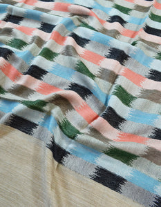 natural striped wool shawl 0265