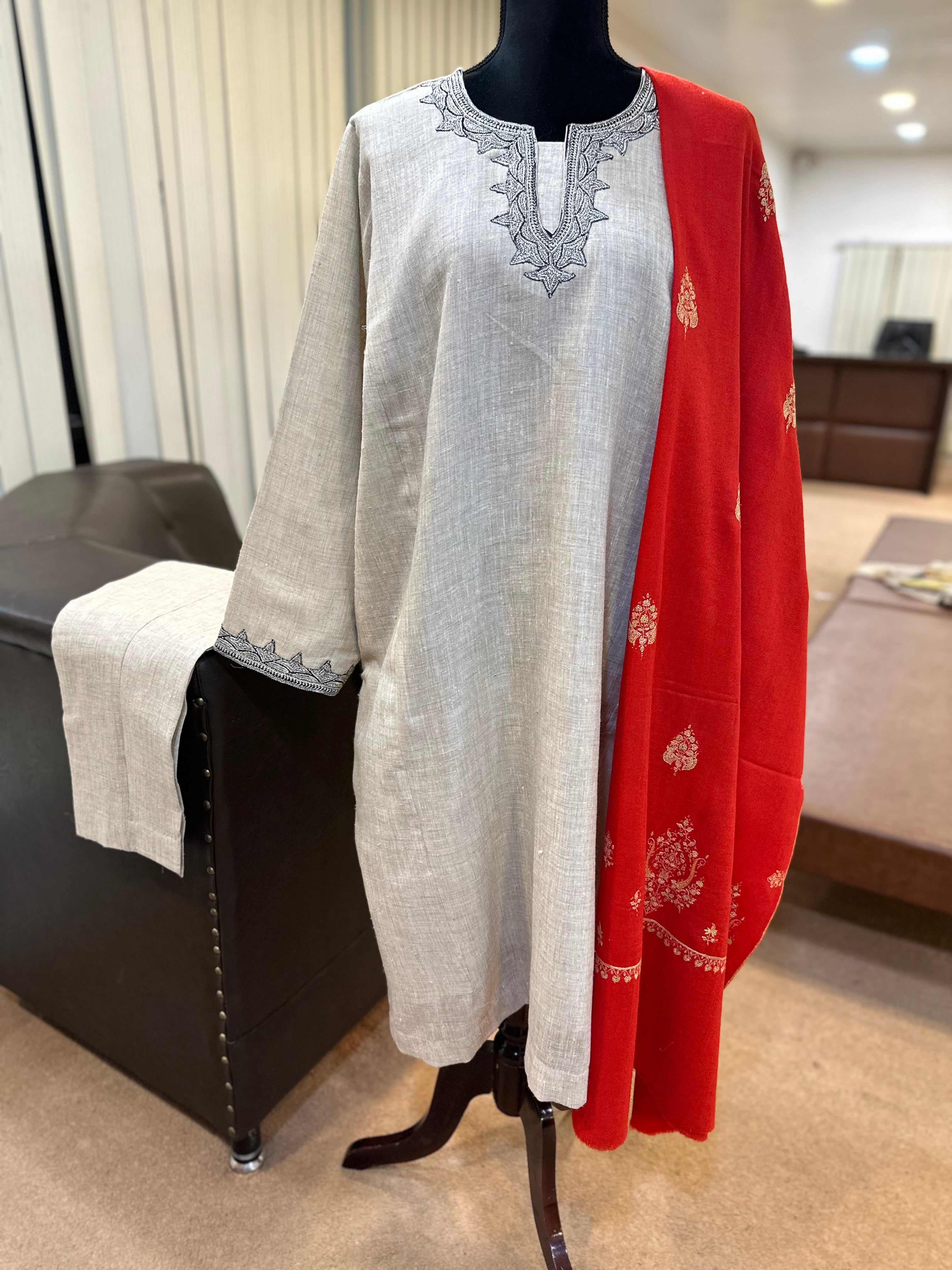 Purepashmina blend 2 pc pheran set pwb473