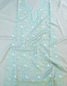 light natural unstitched hand sozni fabric HSHS006