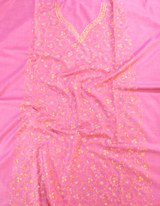 pink unstitched hand sozni fabric HSHS009