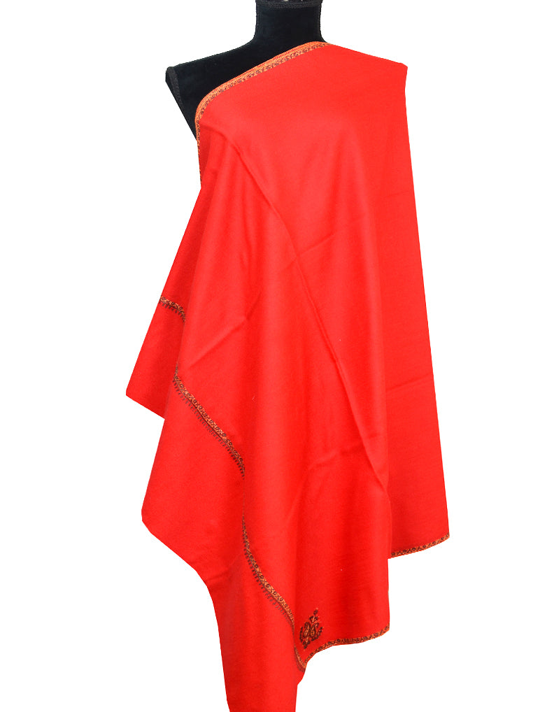 red embroidery wool shawl 0003