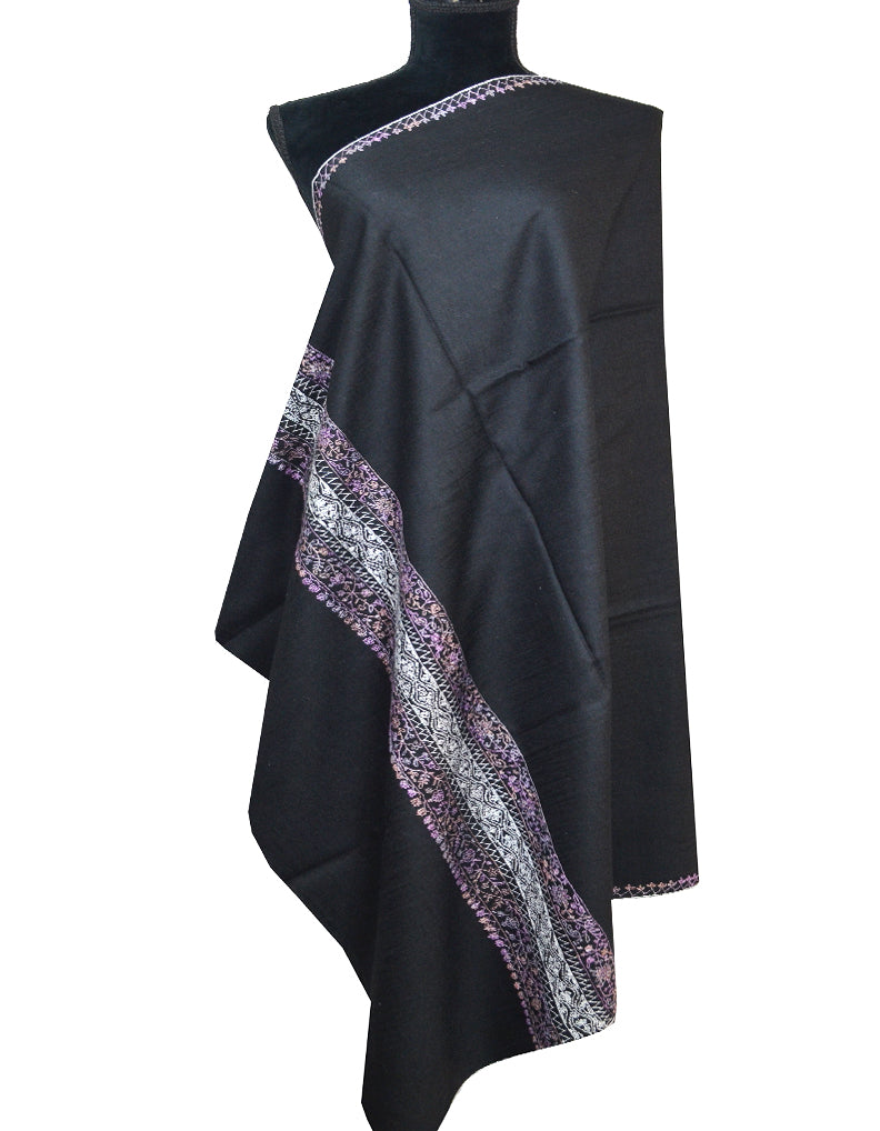 black embroidery wool shawl 0007