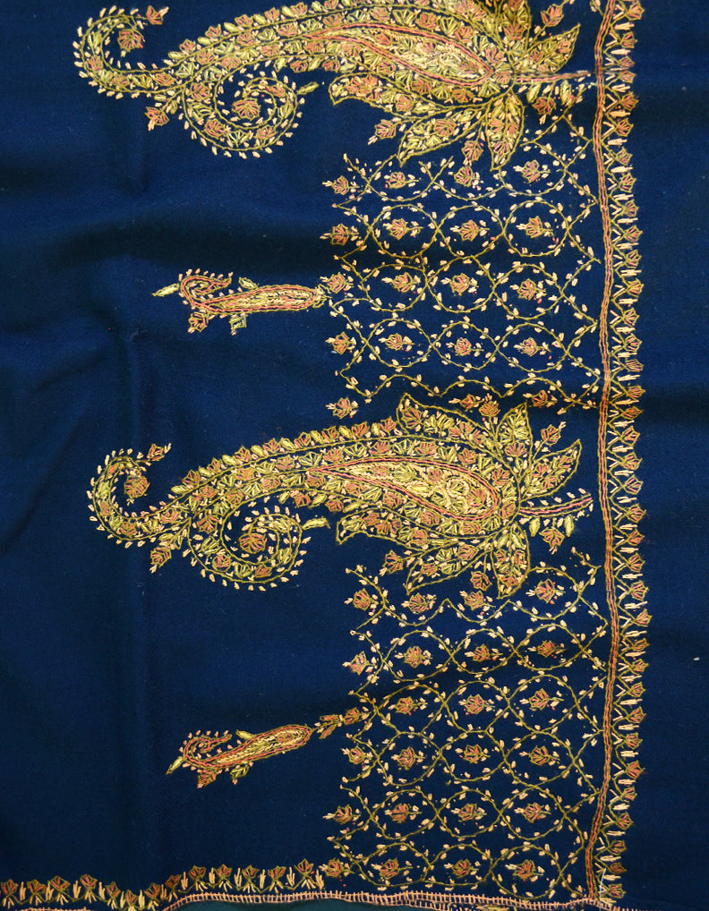 navy blue embroidery wool shawl 0012