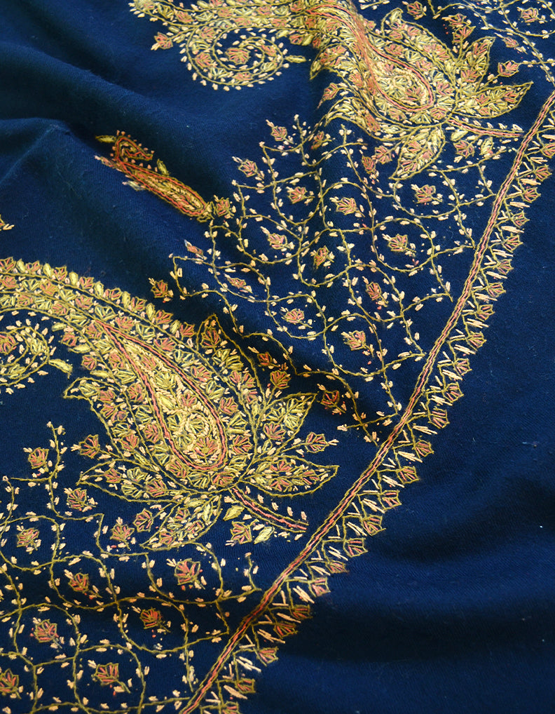 navy blue embroidery wool shawl 0012