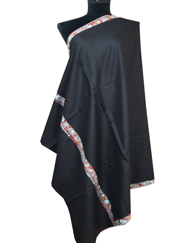 black embroidery wool shawl 0014
