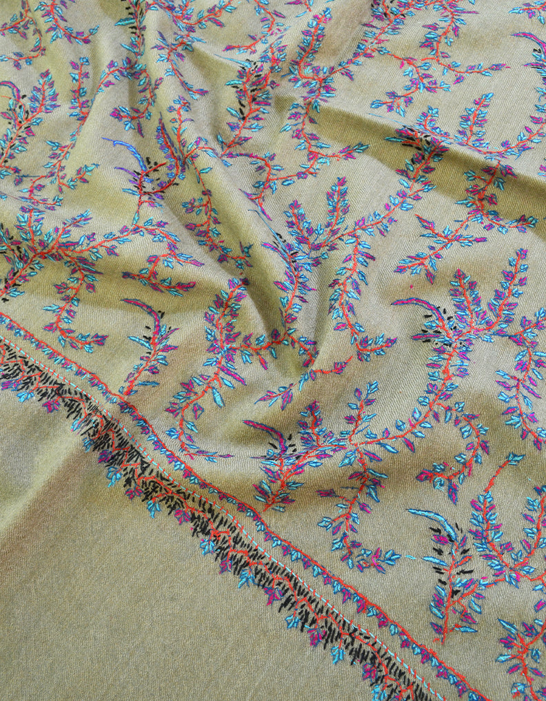 natural embroidery wool shawl 0016