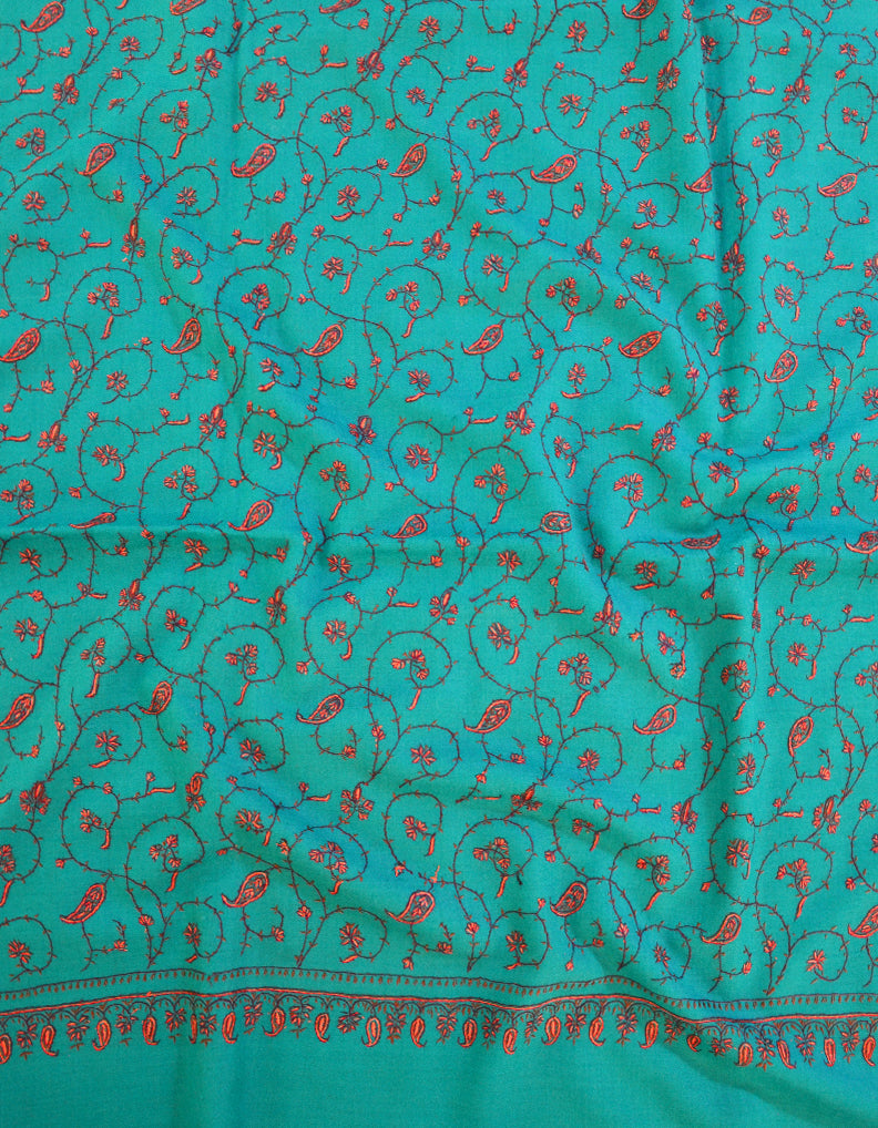 blue embroidery wool shawl 0018