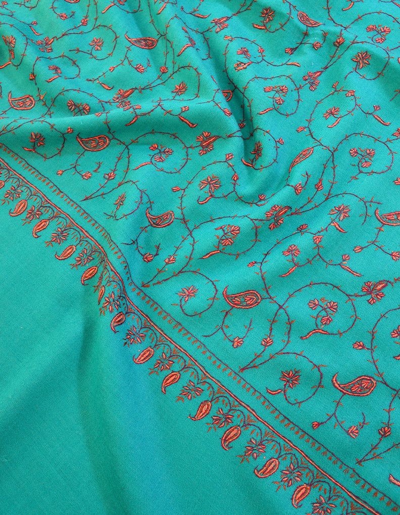 blue embroidery wool shawl 0018