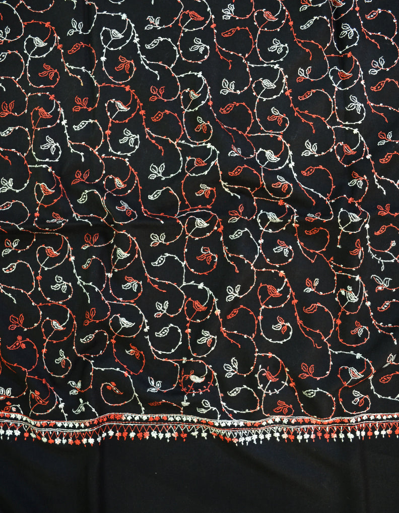 black embroidery wool shawl 0019