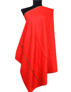 red embroidery wool shawl 0020