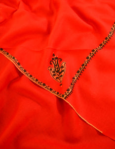 red embroidery wool shawl 0020