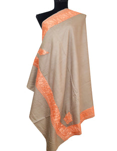 natural tilla embroidery wool shawl 0021