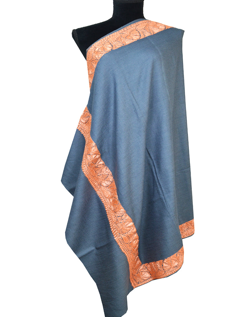 greyish embroidery wool shawl 0023