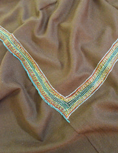 brown embroidery wool shawl 0025