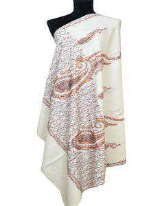 white embroidery wool shawl 0032