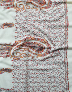white embroidery wool shawl 0032