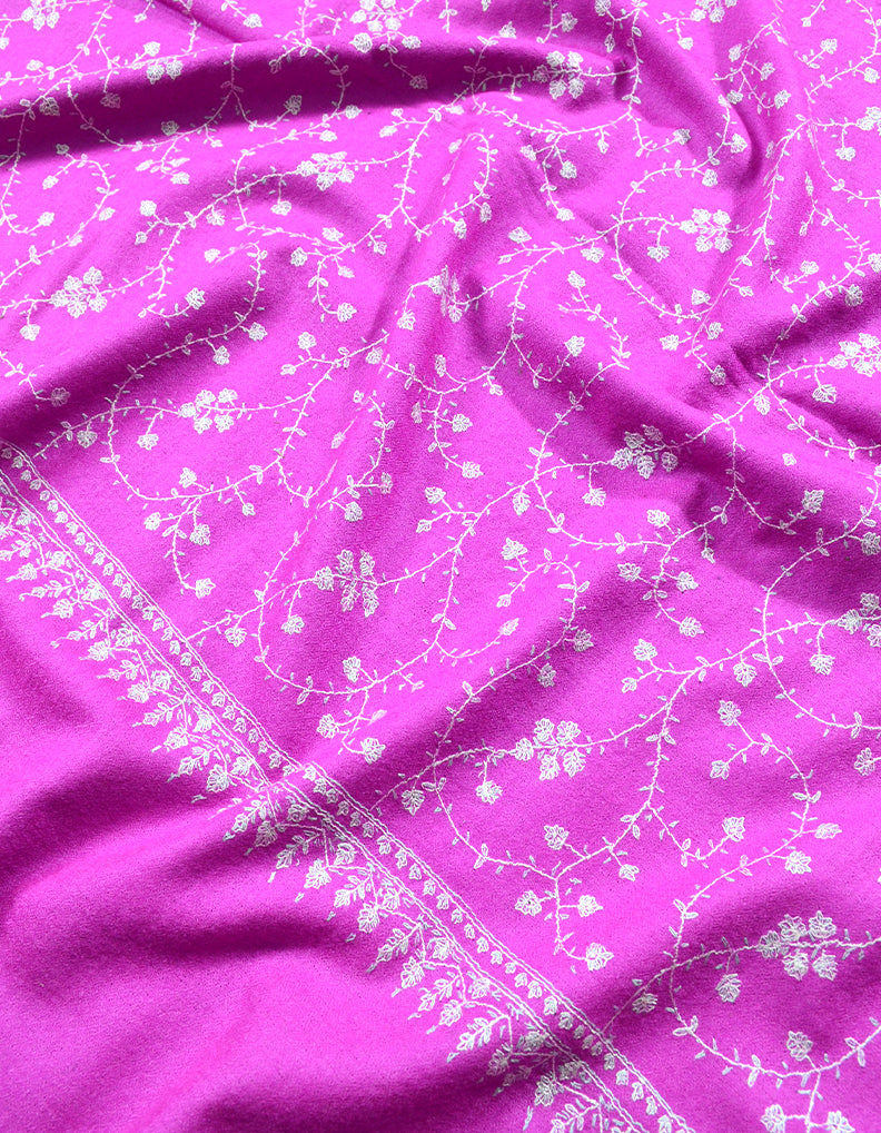 purple embroidery wool shawl 0033
