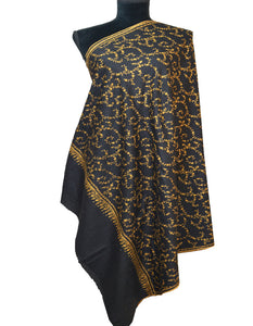 black embroidery wool shawl 0034