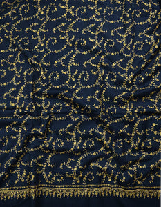 black embroidery wool shawl 0034