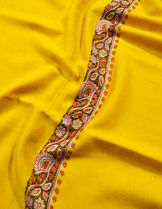yellow embroidery wool shawl 0036
