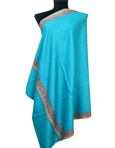 blue embroidery wool shawl 0040