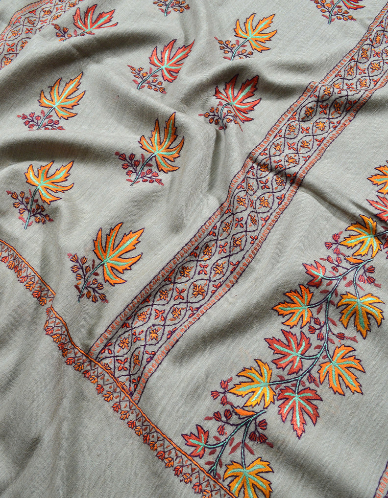 natural embroidery wool shawl 0047