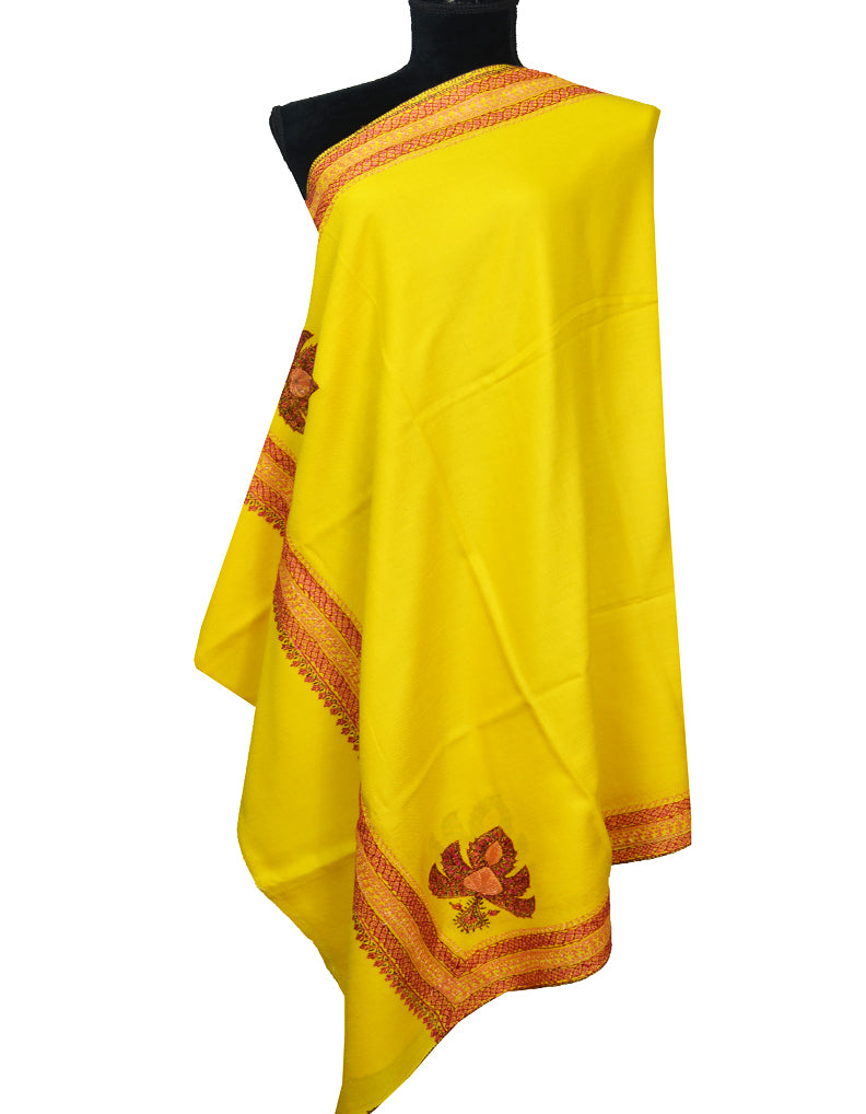 yellow embroidery wool shawl 0048