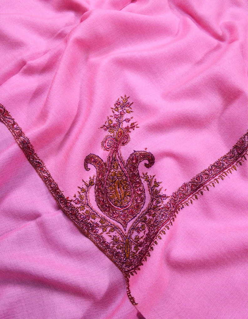 pink embroidery wool shawl 0055