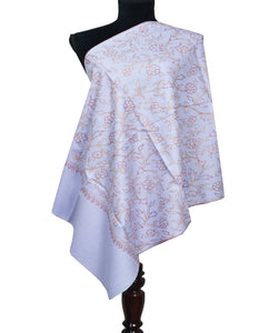 lilac embroidery wool stole 0061