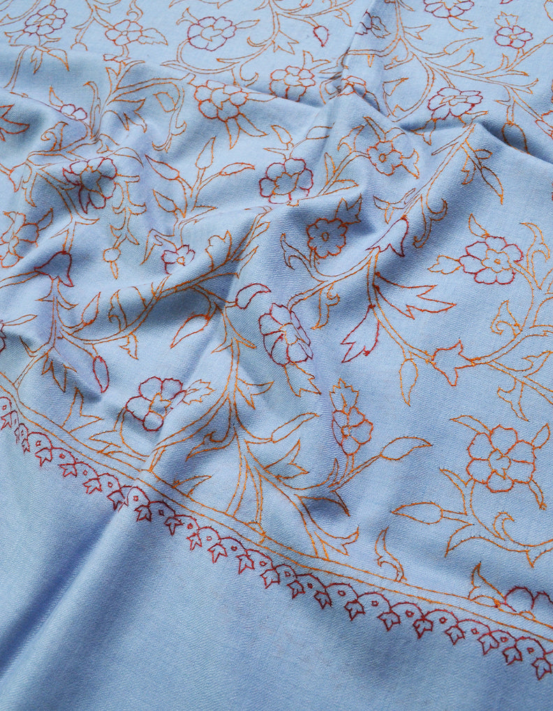 lilac embroidery wool stole 0061