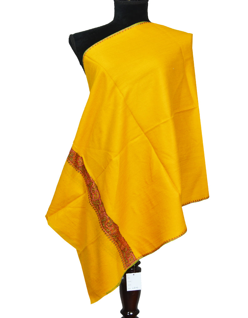 yellow embroidery wool stole 0065