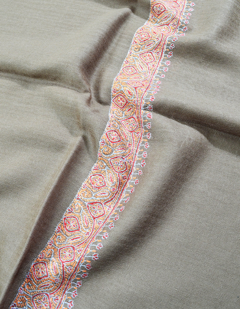 natural embroidery wool stole 0067