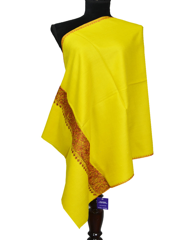 light yellow embroidery wool stole 0068