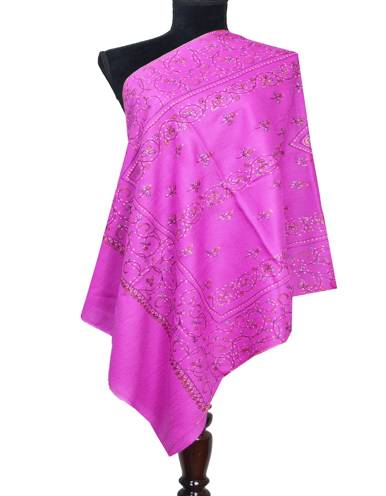 purple embroidery wool stole 0072