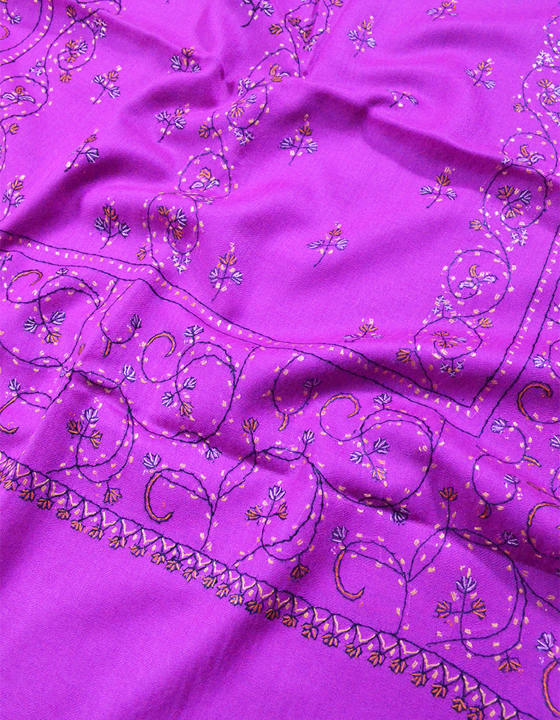 purple embroidery wool stole 0072