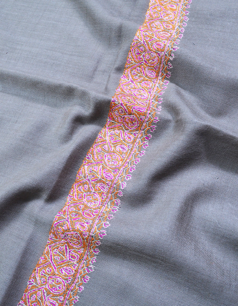 natural embroidery wool stole 0073