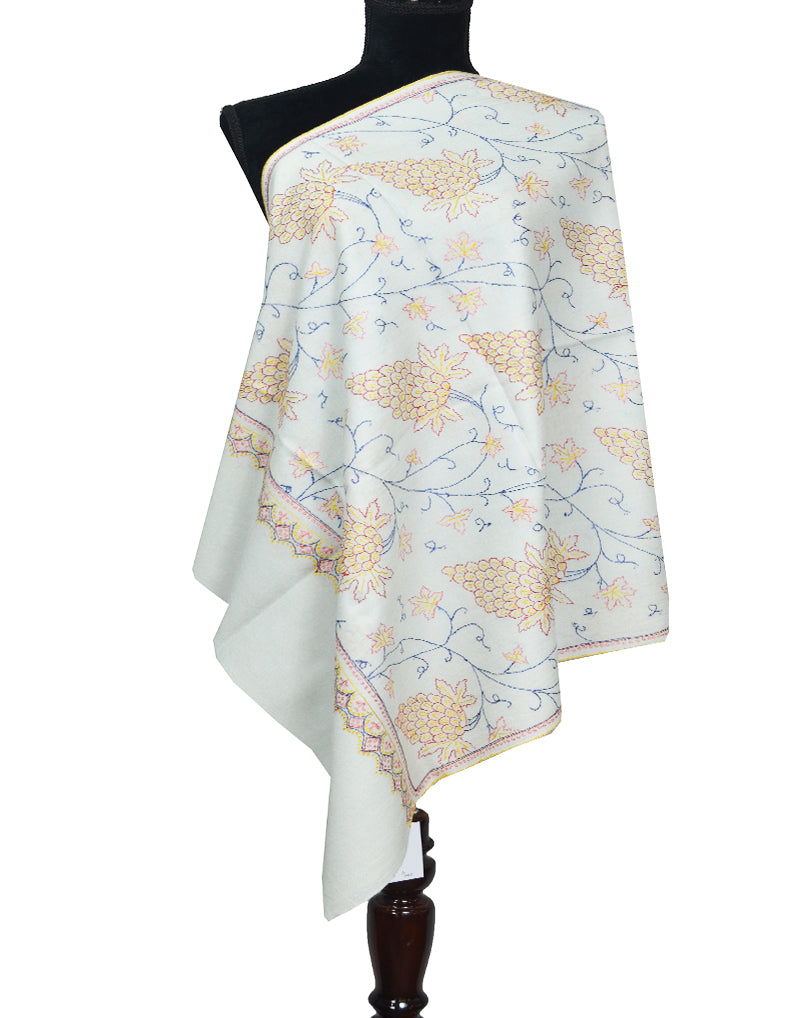 Lavender embroidery wool stole 0074