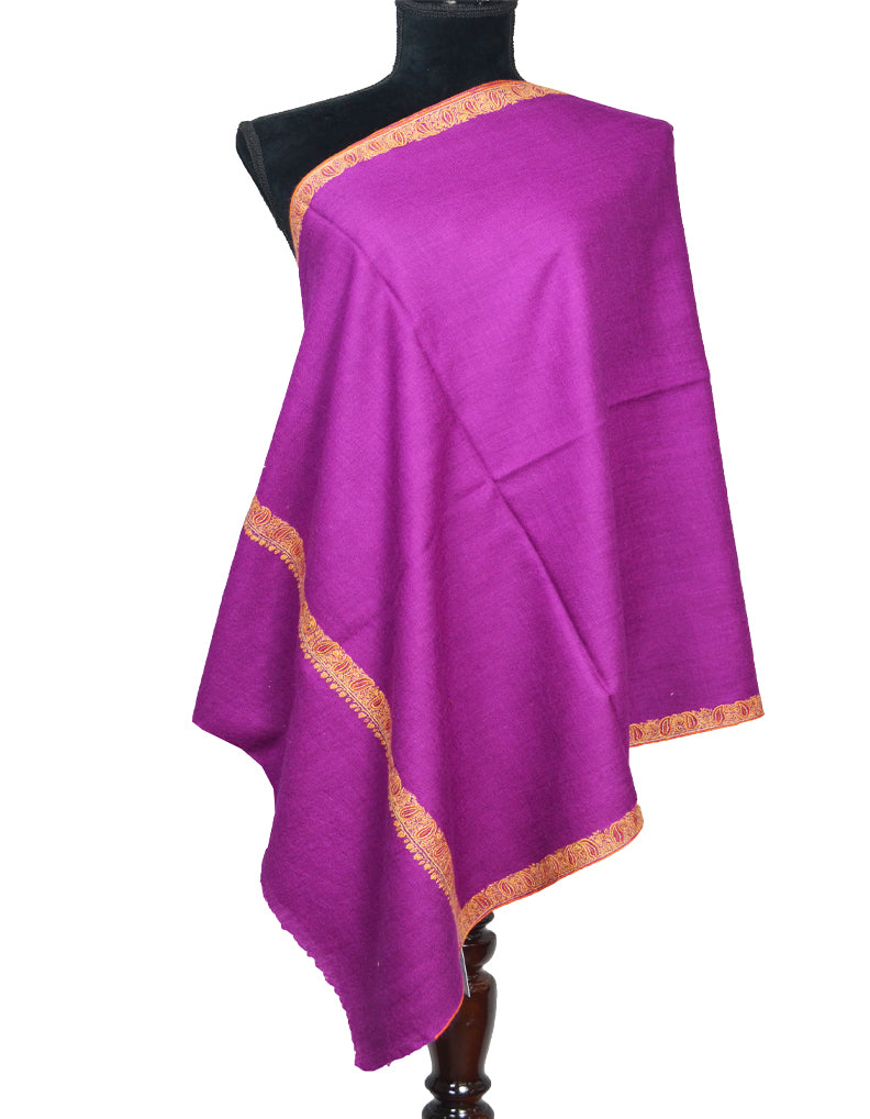 purple embroidery wool stole 0077