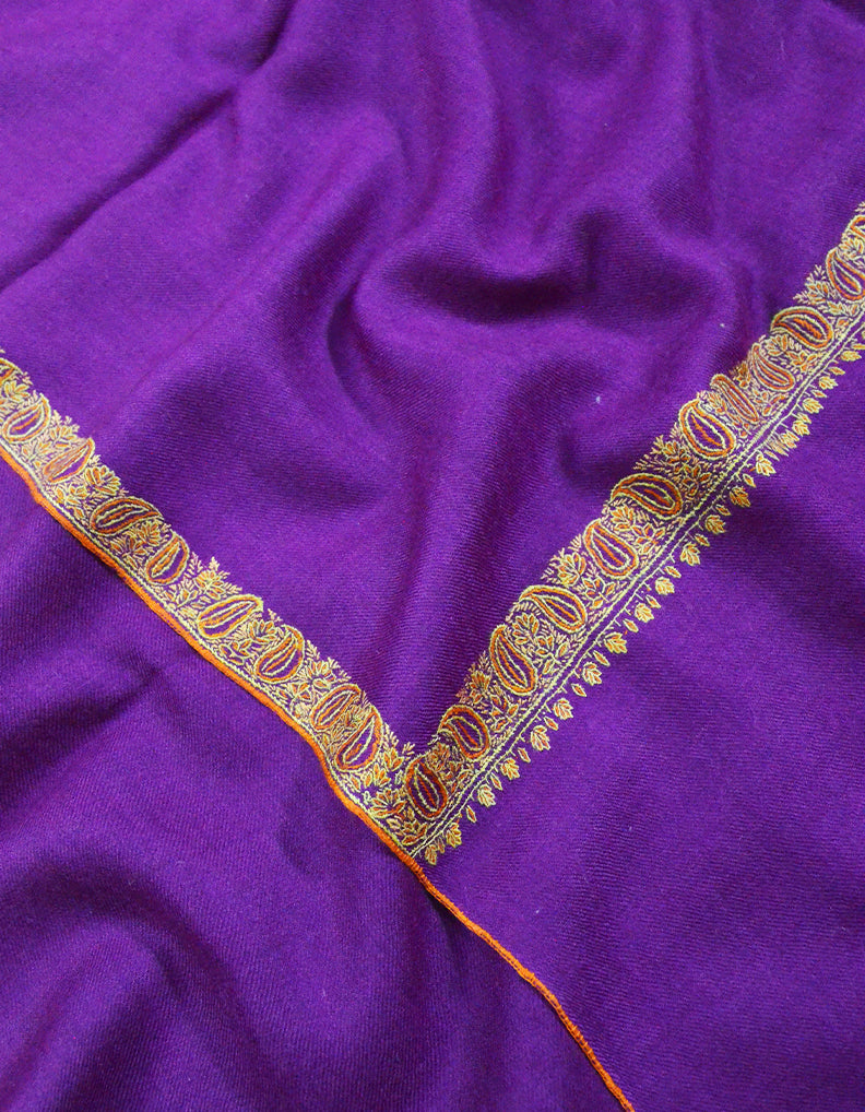 purple embroidery wool stole 0077