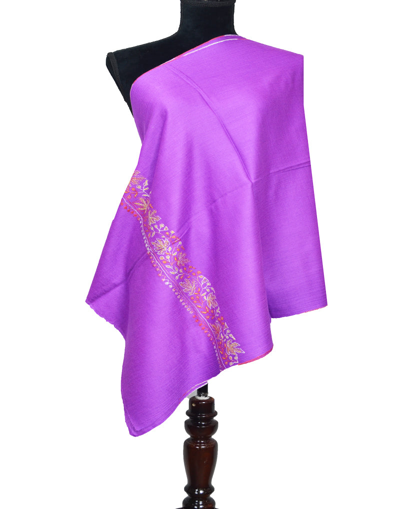 magenta embroidery wool stole 0084