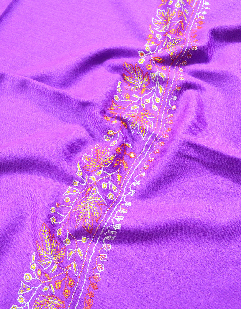 magenta embroidery wool stole 0084