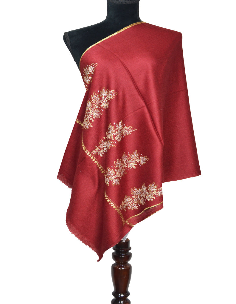 dark brown embroidery wool stole 0088
