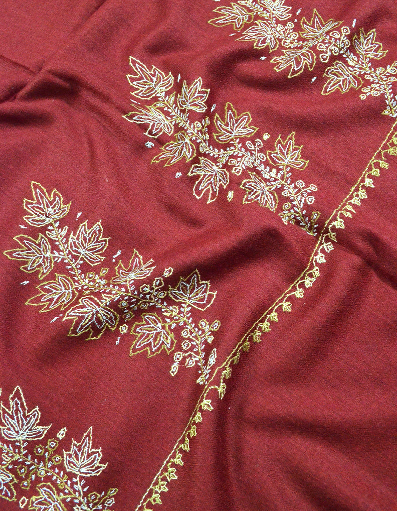 dark brown embroidery wool stole 0088