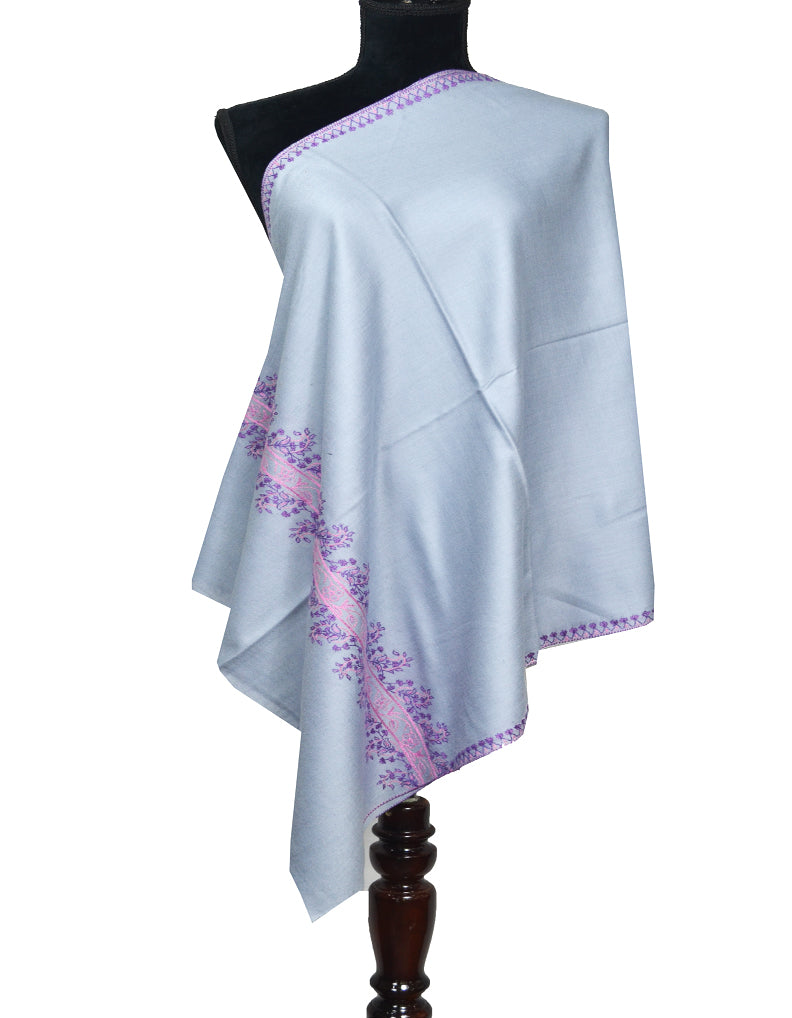 lavender embroidery wool stole 0091