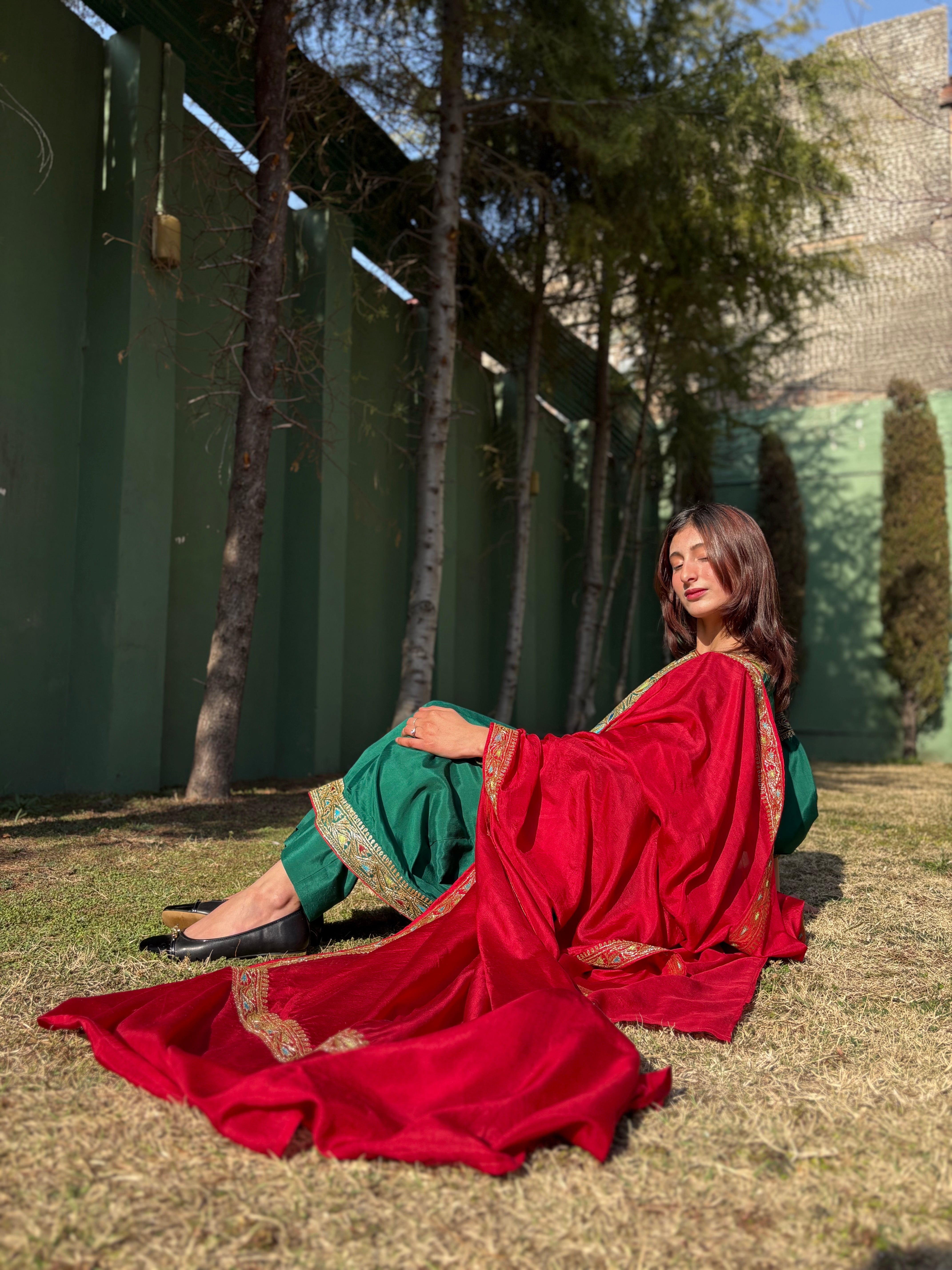 Puresilk qorab pheran set mtks851
