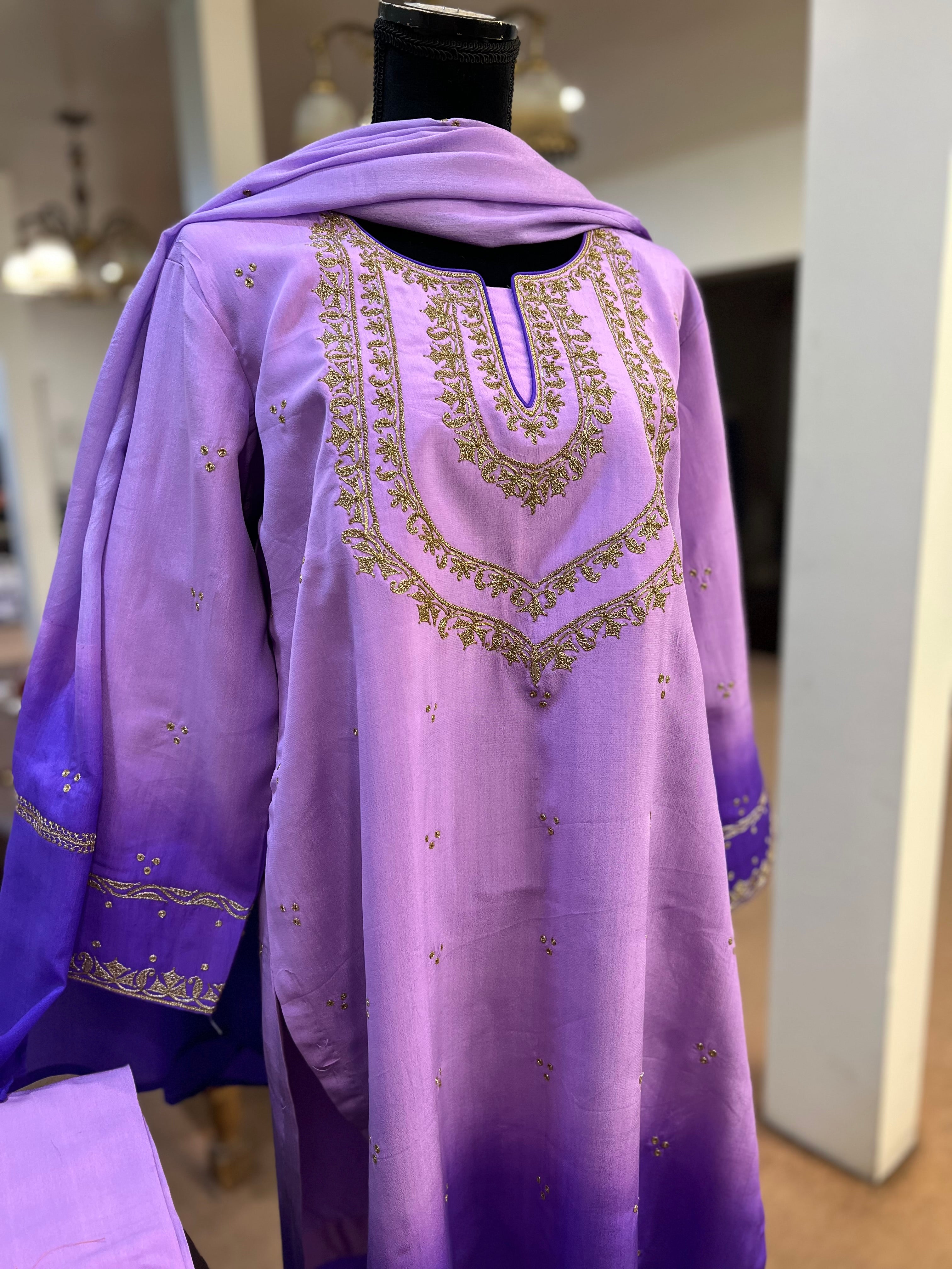 Pure crepe kurta set 3pc stitched Mtks819