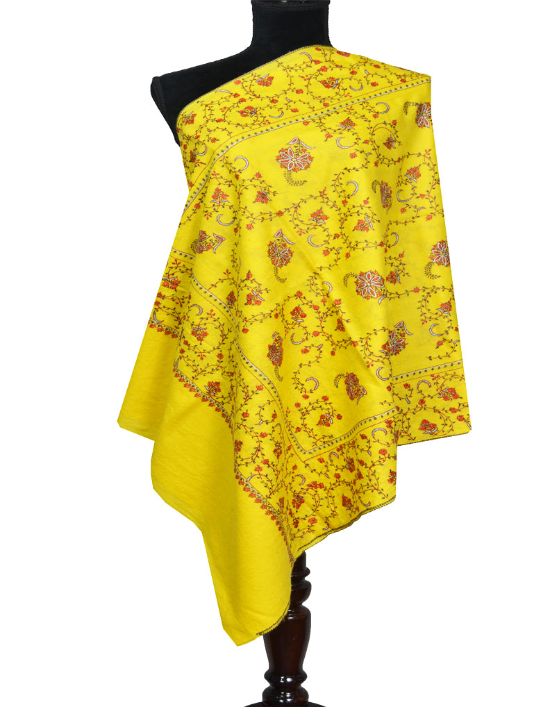 yellow embroidery wool stole 0101