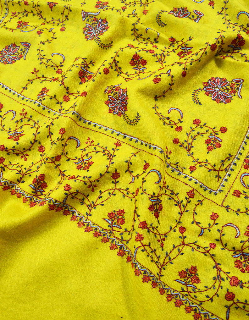 yellow embroidery wool stole 0101