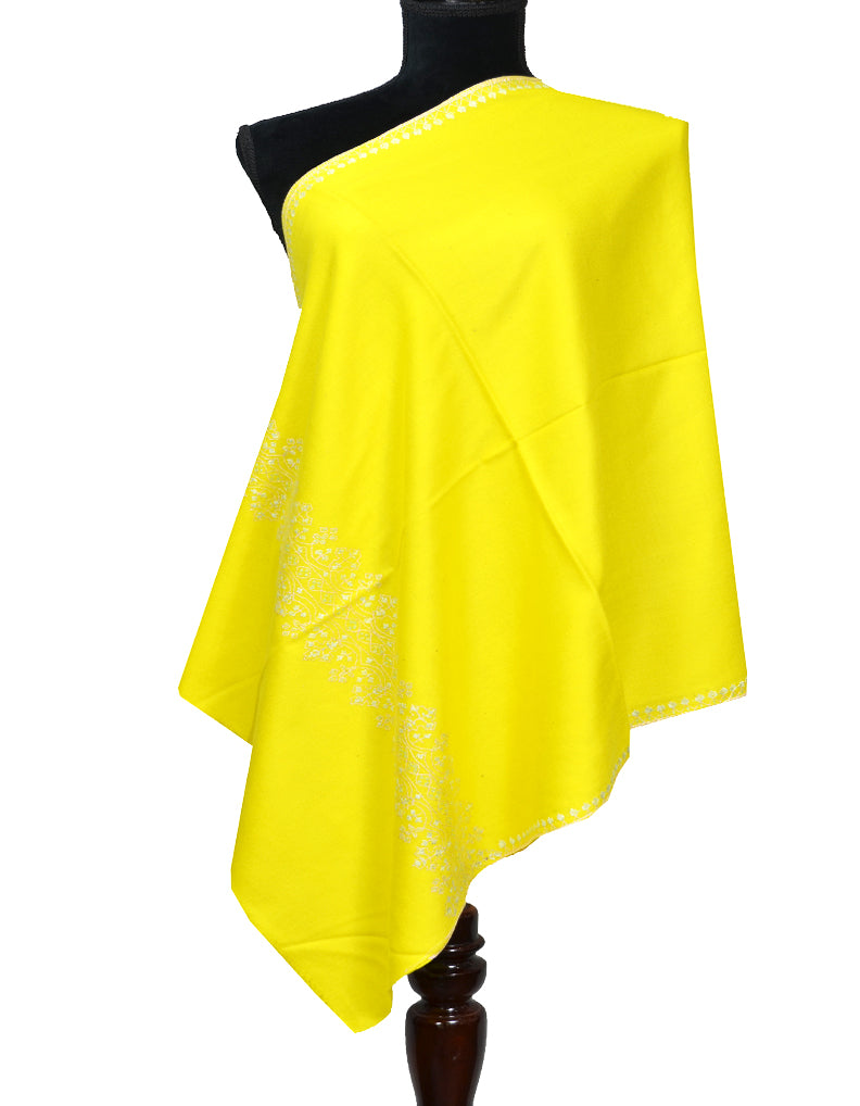 banana yellow embroidery wool stole 0103